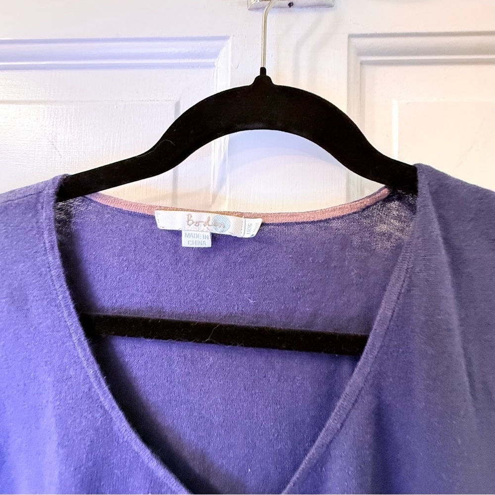 Boden Blue Tie Front Relaxed Linen Blend Sweater - Picture 2 of 10